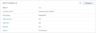 Built-in variables in Google Tag Manager